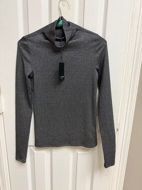 Joe's Jeans Metallic Charcoal Long-Sleeve Turtleneck Top